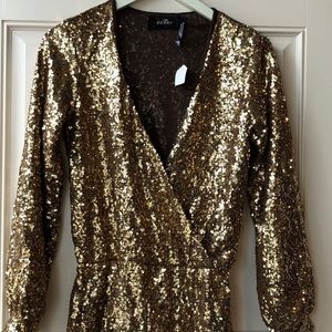 Gold sequin romper